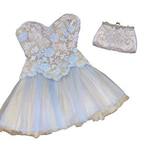 Jovani Lavender & Cream Corset Style Dress